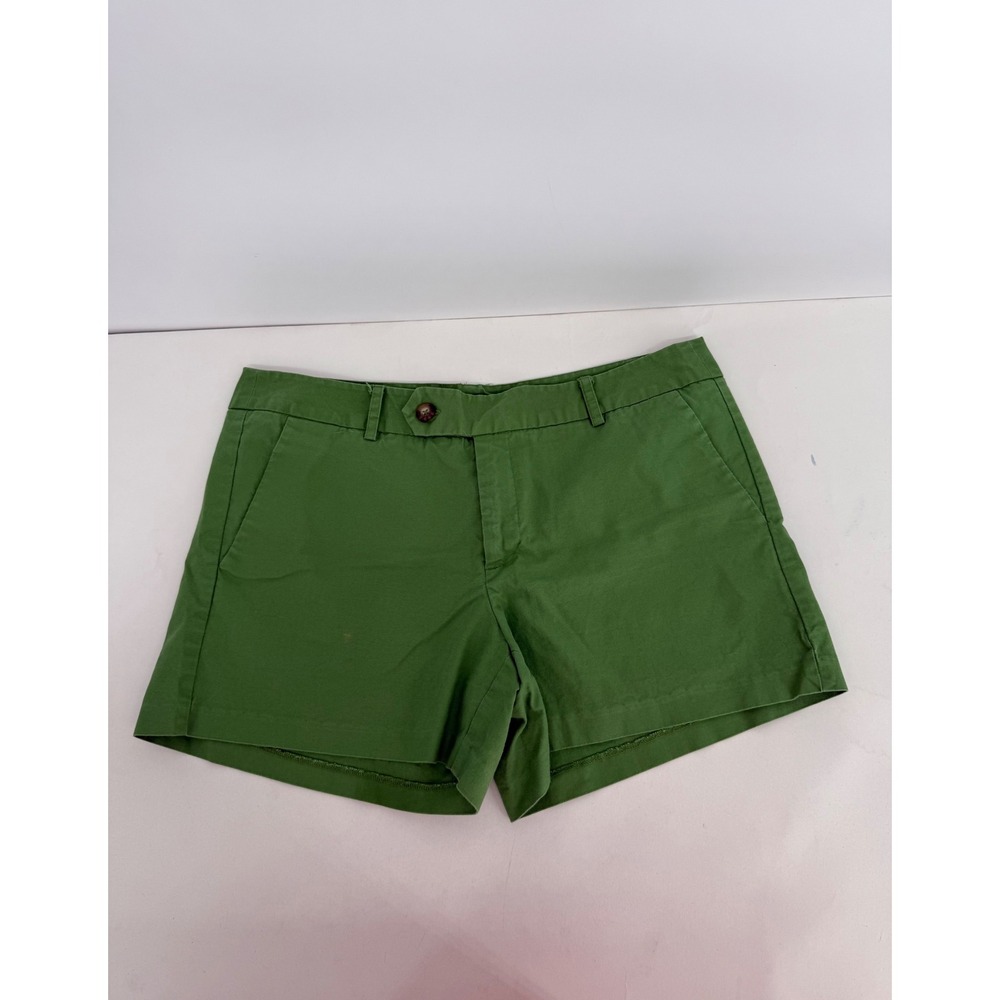 Mossimo Green Stretch Chino Shorts Womens Sz 12 Solid Cotton Mid Rise Casual